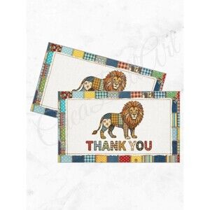 60 Patchwork Cards Lion Design Thank You Cards